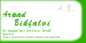 arpad bikfalvi business card